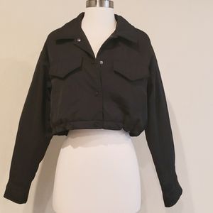 Zara black cropped bomber jacket sz xs